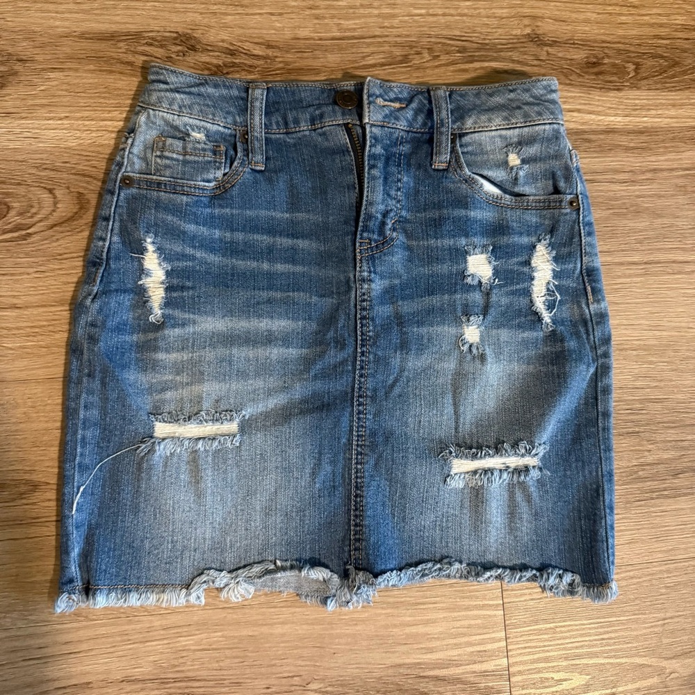Mossimo Supply Co. Blue Distressed Pencil Skirt